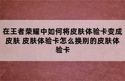 在王者荣耀中如何将皮肤体验卡变成皮肤 皮肤体验卡怎么换别的皮肤体验卡